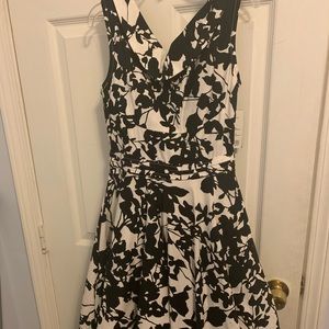 Black and white dress with red underskirt